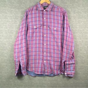 Bonobos Mens Pink/Blue Window Pane Check Tailored Slim Fit LS Button‎ Down SZ M